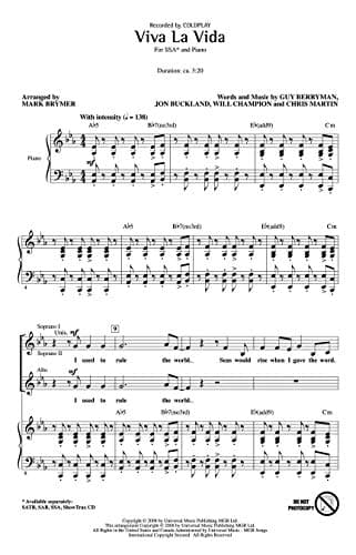 Coldplay: Viva La Vida - SSA. SSA - Piano Association