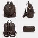 Mabecol Damen Rucksack PU Leder, große Kapazität Schultertasche, Leichter Freizeitrucksack, Modischer City Rucksack mit abnehmbaren Schulterriemen und Diebstahlschutz (Braun) - 4