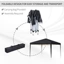 Outsunny 3 x 3M Garden Pop Up Gazebo Height Adjustable Marquee Party Tent Wedding Canopy with Carrying Bag, Black - 4