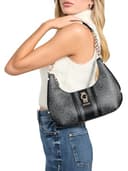 GUESS Schultertasche Erenia Top Zip Shoulder Bag Coal Logo dunkelgrau - 2