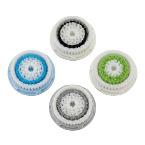 VertexOval 4 Cabezales de Repuesto para Cepillo de Limpieza Facial, Kit de Cerdas Suaves para Poros y Exfoliación, Compatible con Clarisonic Mia 1, Mia 2, Fit, Aria y Smart Profile