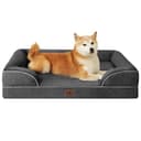 EHEYCIGA Orthopädisches Hundebett Grosse Hunde, 91x68cm, Memory Foam Hundekorb Mittelgroße Hunde, Waschbar Hundesofa Wasserdicht rutschfest, Hundecouch mit Hohem Rand, Dunkelgrau - 1