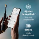 Philips Sonicare DiamondClean 9900 Prestige cepillo dental eléctrico, con SenseIQ y app, 5 modos, 3 intensidades, estuche de viaje cargador, negro, modelo HX9992/43, Negro, 4 Cabezales - 9