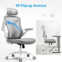 Magic Life Silla de Escritorio Sillas de Oficina Reposabrazos abatible de 90 ° Silla ergonómica para computadora Soporte Lumbar Altura Ajustable Giratoria de 360 ° Mecedora (Blanco) - 5