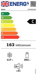 Bosch Home & Kitchen Appliances KGE49AICAG Serie 6 Freestanding Fridge Freezer with Easy Clean and VitaFresh, 201cm Low Frost, 419L capacity, 70cm XL wide, Inox - 7