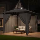 TRIUMPHKEY Pavillon 3x3 Wasserdicht Stabil Winterfest, Garten Pavillion mit seitenwänden, UV-Schutz 50+, Plane Gartenlaube, Metallrahmen Pavillon, Patio Gazebo, Grau - 1