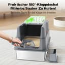 SZEE XL Edelsthal Katzenklo mit 180° Klappdeckel, Große Geschlossene Katzentoilette Edelstahl mit Deckel, Stainless Steel Cat Litter Box with Scoop-58,3x37,1x37,5cm, Dunkelgrau - 2
