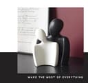 Kityemo Estatua de Pareja de cerámica, Decoración de Escultura Abstracta, Estatua de Amor Creativa como Adorno para Sala de Estar Dormitorio Oficina, Figurilla Blanca y Negra, Regalos para Parejas. - 2