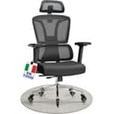 MELOKEA Sedia Ufficio Ergonomica Portata 200KG, Profondità del Sedile Regolabile, Supporto Lombare Automatico, 4 Angoli di Inclinazione Braccioli 4D Nero Sedia da Scrivania Girevole con Ruota di Gomma - 1