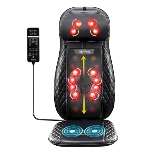 RENPHO Back Massager with Heat, Gifts for Women, Shiatsu Massage Chair Full Body, Neck-Massager Height Adjustable, Back Massagers Deep Tissue Kneading, Massagers Seat Vibration, Massage at Home