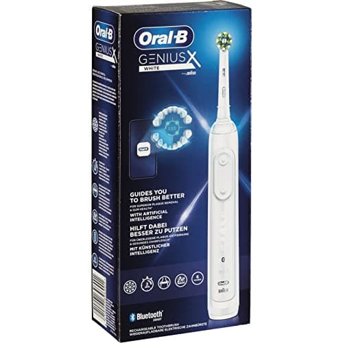Oral-B Genius X - Cepillo de dientes eléctrico con inteligencia artificial y detección de técnicas de limpieza, control visual de la presión, 6 modos de cepillado, temporizador, Blanco
