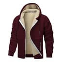 Generisch 2025 Winter Jacket Men's Lined Jacket with Zip Men's Outdoor Jacket Warming Jacket Coat Winter Coat Wolf, red, XS - 1