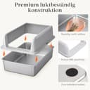 Lifewit Arenero Gato Acero Inoxidable con Pala, Caja de Arena para Gatos Grande, Arenero Gatos para Salón, Dormitorio, 58 x 38 x 26 cm, Gris - 3