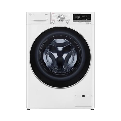 LG F4WV709P1E, Klasse A, Frontlader-Waschmaschine 9 kg, Wi-Fi, AI Direct Drive, Tiefenreinigung mit Dampf, TurboWash 360°, Große Kapazität, Außentür aus gehärtetem Glas, 60 x 62 x 85 cm ꟷ Weiß