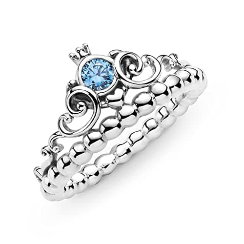 MAYIYAHO 925 Sterling Silver Tiara Blu Anello Corona Carrozza Zucca Allenatore Anelli di Barretta per Le Donne Argento Bague Gioielli Da Sposa Femminile