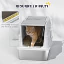 PawHut Lettiera per Gatti XL in Acciaio Inox, Lettiera Chiusa con Coperchio per Gatti Grandi con Paletta, Coperchio Ribaltabile e Deodorante, Grigio Chiaro - 8