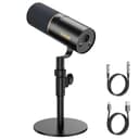 TONOR PC Microfono USB/XLR per Podcast, Microfoni Gaming Dinamico per Podcasting, Streaming Studio, Discord, Regisrazione, YouTube, ASMR, Mic Cardioide con 3.5mm jack, Pulsante Mute, Nero,200cm,TD520 - 1