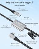 LDLrui Link Kabel 5m(16Ft) mit Ladefunktion, Kompatibel mit Oculus Meta Quest 3/3S, Quest2/1/Pro und Pico 4,Exklusiver Kabelclip,High Speed 5Gbps USB 3.0 to USB-C,SteamVR/PC Headset Zubehör - 3