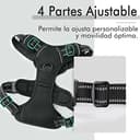 rabbitgoo Arnes Antitirones Perro Midano Malla Confortable Transpirable Lineas Reflecantes Arnés Acolchado Ajustable con Asa y Enganche Color Negro - 4