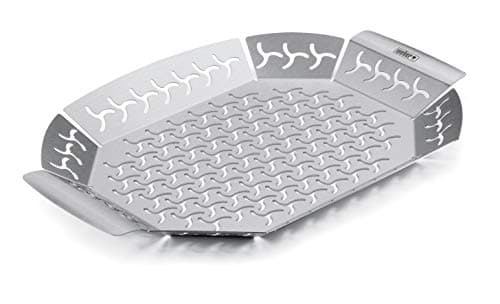 Weber Cesta para asar Premium, grande (36 x 26 cm), de acero inoxidable, resistente al calor y apto para lavavajillas , ideal para acompañamientos, apto para todo tipo de barbacoas - Plata (6678)