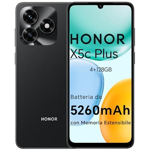 HONOR X5c Plus Smartphone,5260 mAh, 4G RAM/128G telefono con Display 6,74 pollici 90 Hz, Fotocamera 50+5MP, Android 15, Octa-core cellulare impronta digitale e riconoscimento facciale, Midnight Black