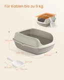 Feandrea Katzenklo mit hohen Seitenwänden, XL, offene Katzentoilette, mit Schaufel, für Kätzchen und große Katzen, cappuccinobeige PPT009LH01 - 4