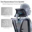 Ticova Silla de Oficina Ergonómica - Silla Escritorio Respaldo Alto con Soporte Lumbar Ajustable, Reposacabezas y Reposabrazos 3D - 130°Silla de Computadora Silla de Malla Mecedora - 8