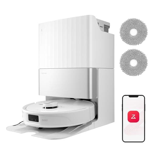 roborock Qrevo Master Set Robot Aspirador 10000 Pa, Cepillo DuoRoller, FlexiArm Design™, HyperForce®, Base multifunción 3.0, Agua Caliente a 60°C, además 2 Paños de Limpieza, Blanco