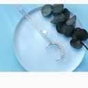 925 Collana in Argento Pendente Alla Moda Stella Luna Diamante Breve Collare Catena, FUBUKIOF, Collana in argento S925 - 2