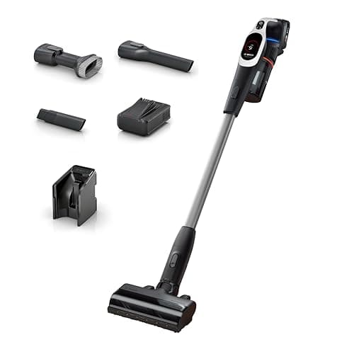 Bosch Unlimited 9 Cordless Vacuum Cleaner, 60-Minute Runtime, 3.0 Ah Battery Pack, MicroClean Technology, Easy Empty Dust Box, LED Lights, White, BBS931WGB