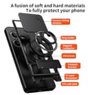 YSONCHAN Phone Case for OPPO Realme GT 6T/Realme GT 6 5G/GT Neo6, Shockproof Cover with Slide Camera Cover, 360° Magnetic Rotating Ring Stand, Anti-Fingerprint Case. Red - 4
