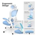 Aevoriax N56 Ergonomic Office Chair - Dual Backrest Design, Adjustable Lumbar Support, Thick Padded Seat, Flip-Up Armrests, Tilt Function - Ideal for Home Office, Gaming & Conference, Blue - 7