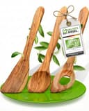 Kochlöffel Holz Set aus Olivenholz im 3er Pack - Made in Germany - Pfannenwender, Risottolöffel & Holzlöffel - Nachhaltig & aus Europa - Kochutensilien Set Naturholz - 1