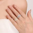 Meissa Anillo doble de mujer de plata 925 ajustable diseño ancho y apilable con circonita joyería elegante en oro y plata regalo para aniversario cumpleaños San Valentín anillo hecho a mano, Plata - 6