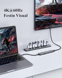 LENTION Hub USB C HDMI 4K@60Hz, PD 100W, Lector de Tarjetas SD/TF, USB 3.0 & 2.0, Adaptador USB C 7 en 1 para MacBook Pro 2025-2016, Nuevo Mac Air, Surface, iPhone 17 Plus Pro MAX y Más (Gris) - 2