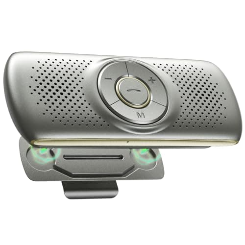 AGPTEK Vivavoce Auto Bluetooth 5.3 con Siri Assistente Comandi Vocali di Google Altoparlante Kit e Scheda TF Supporto per Aletta Parasole Connessione Automatica, Grigio