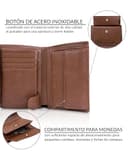 TRAVANDO Cartera Hombre Dublin con Bloqueador RFID, Billetera Negra, Tarjetero, Monedero Varón, Portamonedas, Regalo Wallet Vertical Bolsillo Botón a presión, Ranuras (Marrón) - 4
