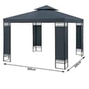CASARIA® Pavillon Lorca 3x3m Metall Wasserabweisend UV-Schutz 50+ mit Seitenteile Stabil Gartenpavillon Modern Anthrazit - 7