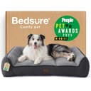 Bedsure Cama Lavable Perros Grandes - 106x76cm Sofá para Perro Extra Grueso y de Soporte con Funda Impermeable, Cama Antideslizante de Peluche Sherpa Suave, Gris Oscuro - 1
