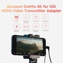 Accsoon SeeMo 4K HDMI Adapter, 4K30/1080p60 Video Transmitter for iPhone iPad, H.264 Encoder, Live Streaming, Monitor & Record with iOS App, Support SD Card Reader & Power Output (iOS12 or Later) - 2