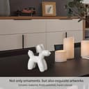 Notakia Estatua de perro grande de cerámica blanca con globo de cerámica, manualidades, decoración de escritorio, hecha a mano, moderna, pequeña estatua de animales de cerámica, adorno para decoración - 5