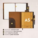 moonster Cuaderno de Notas Reutilizable de Cuero – Diario Personal con Bolígrafo, Diario de Viaje Forrado de Piel – Agenda de Piel con Cuaderno A5 de Rayas para Hombres y Mujeres - 4