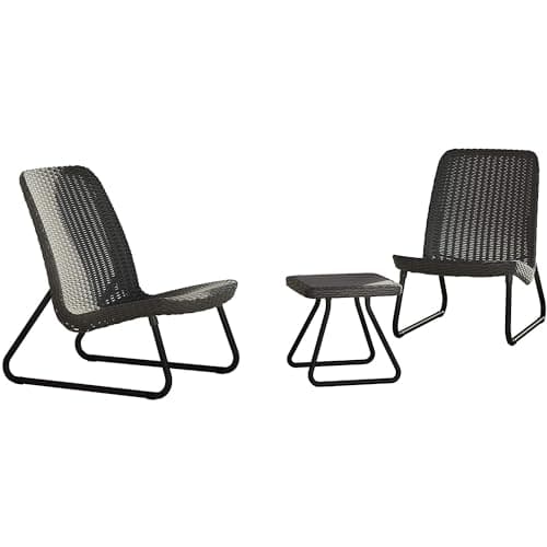 Keter Lounge Rio Patio Set, Set Arredo da Esterno con 2 Sedie e Tavolino, Grafite