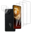 QZJinch 3+3 Piezas,Protector Pantalla para Asus Rog Phone 8 Pro,Cristal templado Antiarañazos，Bordes curvos 2.5D，Dureza 9H,Ultra Transparente,Anticaída,Antihuellas,Sin Burbujas - 1