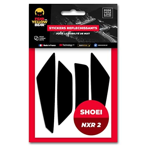 FYB© Set mit 5 reflektierenden Streifen, wiederverwendbar, kompatibel mit Helm Shoei NXR 2™, 3M™ Technologie, Schwarz