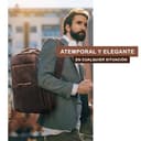 STILORD Harlow Mochila de Cuero XL para Hombres | Gran Mochila Piel de Negocios para Portátil de 15-17 Pulgadas | Sistema de Enganche al Carrito | Cuero Auténtico Color:Zamora - marrón - 4