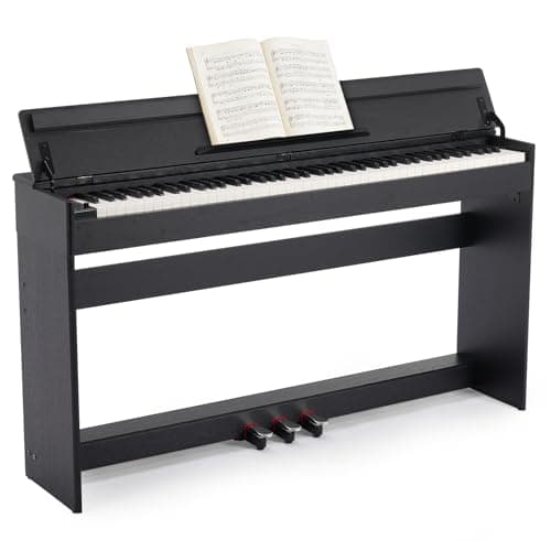 MUSTAR Digital Piano 88 Weighted Keys, Full Size 88 Key Piano Keyboard Semi Weighted, Home Electric Piano with Furniture Stand and Triple Pedal, Music Stand, USB MIDI, Black