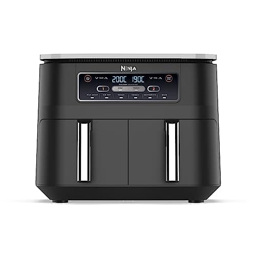 Ninja Foodi Dual Zone Digitale Heißluftfritteuse, 7,6L Airfryer, 2 Fächer, Antihaftbeschichtung, spülmaschinenfeste Körbe, 6-in-1, 4-6 Portionen, Schwarz AF300EU