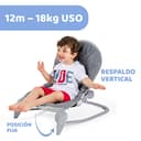 Chicco Hooplà Hamaca para Bebé de 0 Meses a 18 kg, Balancín y Silla de Bebés y Niños con Arco de Juegos, Respaldo Ajustable y Cojín Reductor, Compacta - Color Gris Vaquero (Titanium) - 3