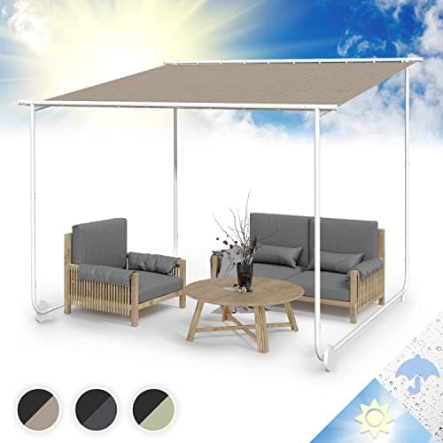 Blumfeldt Pergola, Metal Gazebo with Polyester Sunroof and Floor Rollers, Awning with Frame, Mobile Canopy Freestanding, Sun Protection for Garden & Patio, Gazebo, Waterproof and Stable